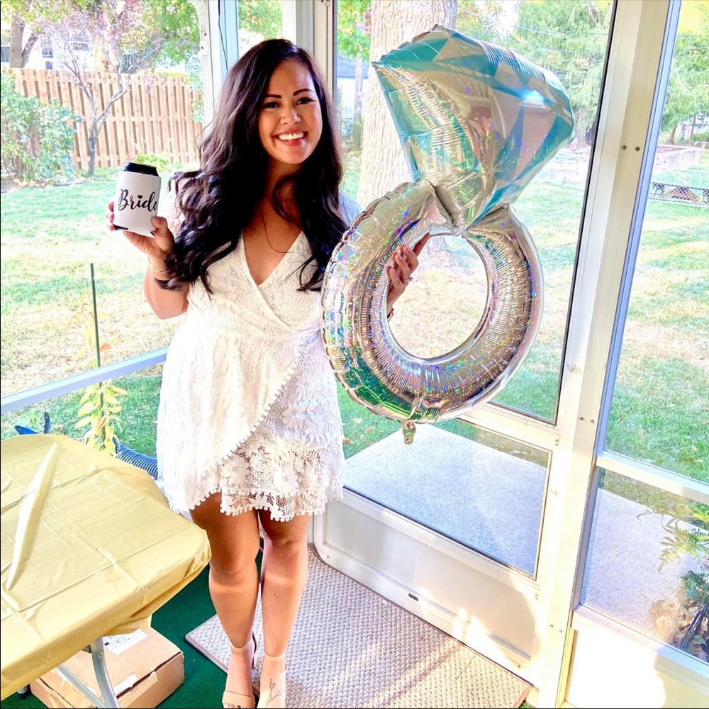 SHEIN white faux wrap dress